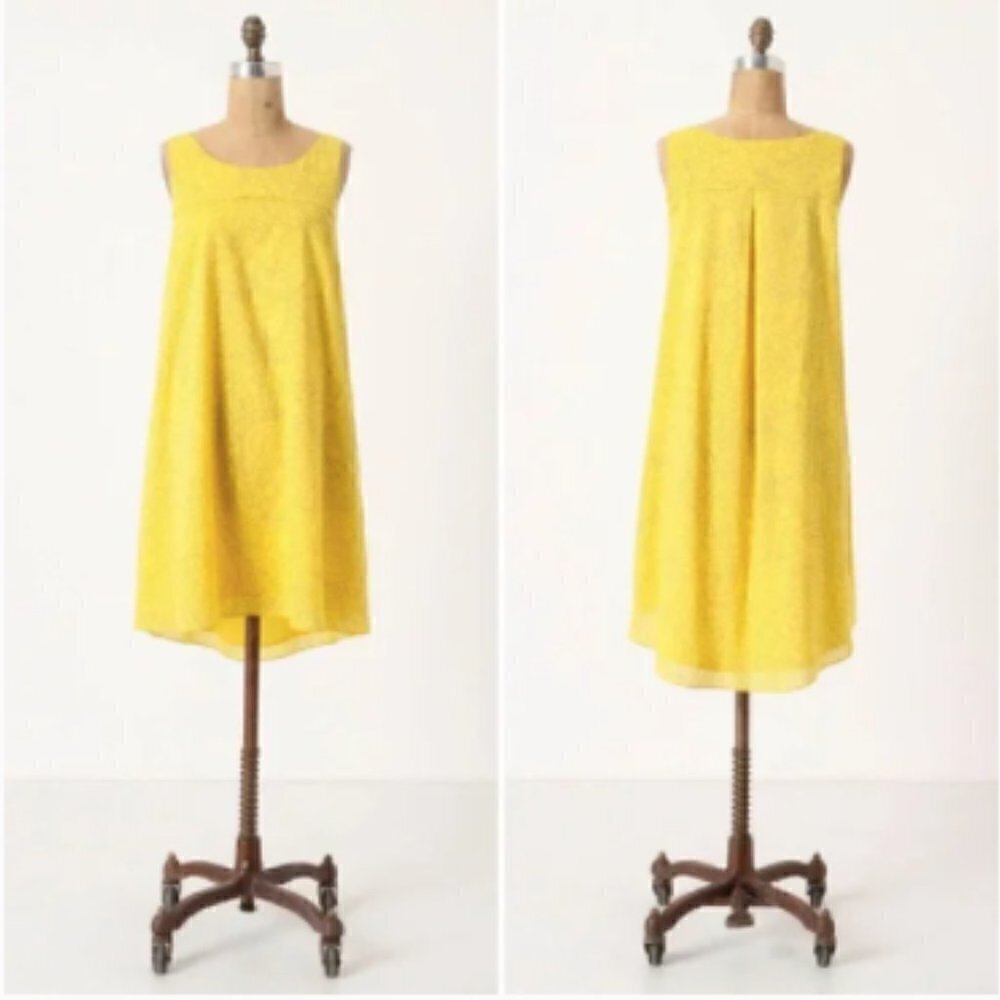 Anthropologie HD In Paris Sun Soaked Yellow Cotton Shift Dress, 2